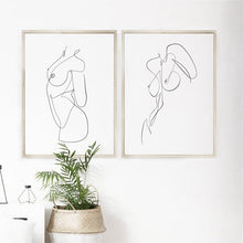 Load image into Gallery viewer, Nude Body Abstract One Line Drawing Art Painting Picture Feminine Naked Woman Figure Erotic Wall Art Canvas Prints Bedroom Decor
